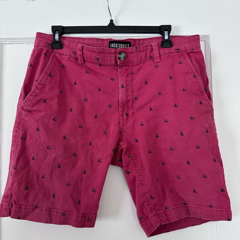 Red & Navy Sailboat Pattern Shorts